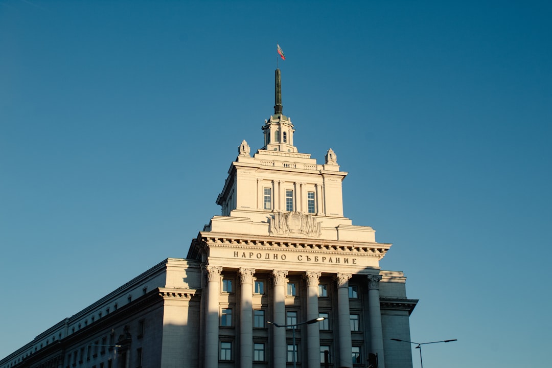 The government building of sofia, bulgaria, stands tall.